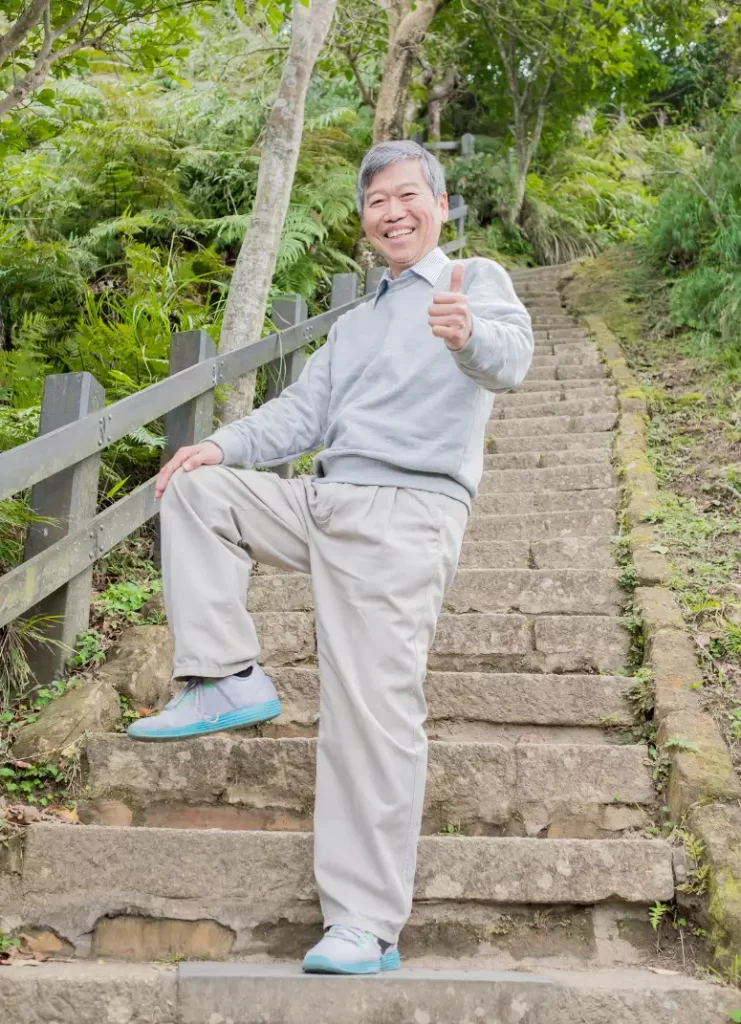 Can a patient climb stairs after a knee replacement
